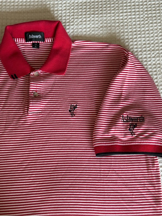 Ashworth Other - Vintage Ashworth Golf Red & White Striped Polo Shirt 1990s like New w Sleeve hit